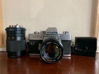 Minolta Srt 102 35mm Film Camera W/ Mc Minolta Celtic Lens 135 Mm & Vivitar 55mm