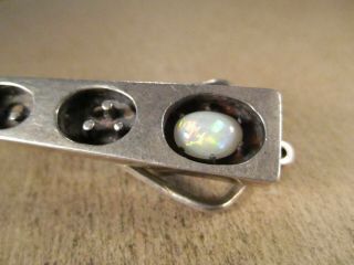 Vintage Modernist Sterling Silver & Opal Tie Bar/Clip,  12.  7g 2