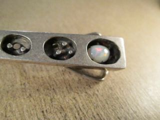 Vintage Modernist Sterling Silver & Opal Tie Bar/Clip,  12.  7g 3