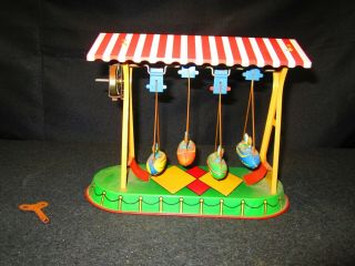 Vintage Wind - Up Tin Toy Boat Carnival Ride Swing Jw Altes Germany Canoe Up Down
