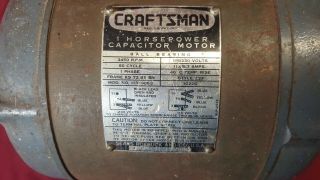 Vintage Craftsman 113.  19063 Capacitor Motor 1 HP 2450 RPM Table Saw Motor 2
