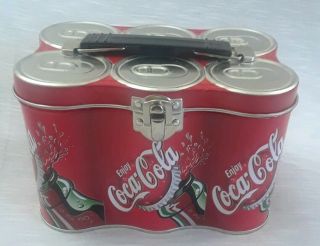 Vintage Coca Cola Tin Metal 6 - Pack Cans Lunch Box Collectible 6 " ×4 " Container