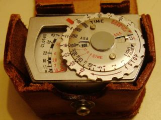 Vintage Alpex Light Meter In Leather Case Made In Japan