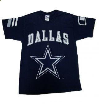 Vintage Pro Player Dallas Cowboys Jersey T Shirt 1997 Blue Silver Size Large 90s
