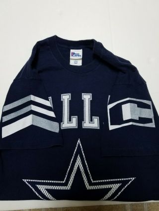 Vintage Pro Player Dallas Cowboys Jersey T Shirt 1997 Blue Silver Size Large 90s 4