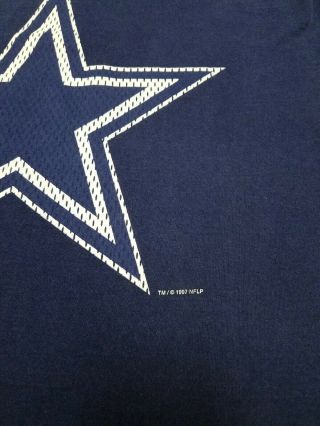 Vintage Pro Player Dallas Cowboys Jersey T Shirt 1997 Blue Silver Size Large 90s 5