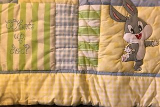 2pc Vintage Baby Looney Tunes Tweety Nursery Crib Sylvester Quilt Bumper Pad 4