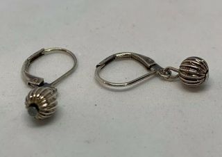 Pre Owned Vintage 925 Sterling Silver Dangle Tiny Sphare Earrings