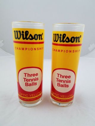 Set Of 2 Vintage Wilson Three Tennis Balls 6 & 3/4 " Tall Drinking Glasses