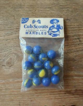 1950s Vintage Blue Cub Scouts American Made Marbles Graphics Packaged Aafa