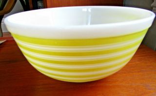 Htf Vtg Pyrex 2 1/2 Qt 403 Yellow Rainbow Stripe Mixing Bowl Shiny