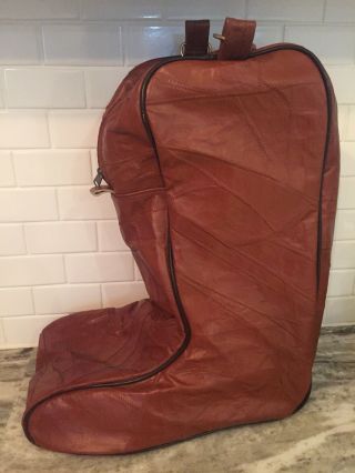Vintage Western Brown Leather Boot Bag Custom Luggage Made In The Usa