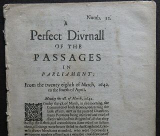 English Civil War Pamphlet 1642 Parliament Pecke March April News Ireland Hull