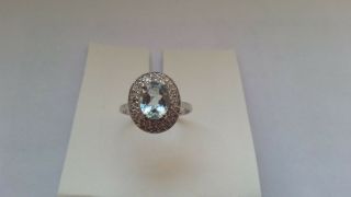 Vintage Russian Ring Sterling Silver 925 Blue Topaz Woman Size 8.  5