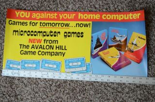 Vintage Avalon Hill Microcomputer Games Advertising Poster TRS - 80 Apple II & PET 2