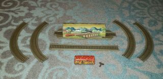 Vintage U.  S.  Zone Germany Tin Toy Train And Tunnel