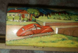 Vintage U.  S.  Zone Germany Tin Toy Train and Tunnel 5