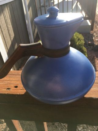 Vtg Catalina Island California Pottery Pitcher Carafe Blue Lid Mid Century Mod