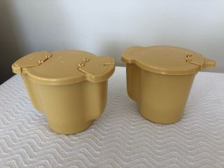 Vtg Tupperware Cream And Sugar Container Flip Top Lid Gold 574 - 11 & 577 - 10