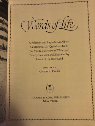 Words of Life by Charles L.  Wallis 1966 hardcover First Edition 3