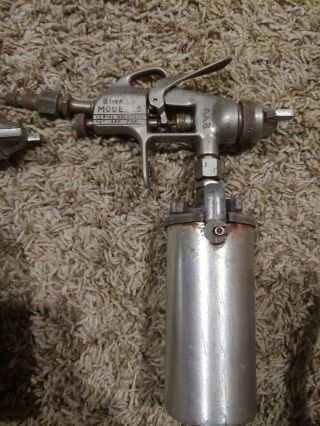 2 Vintage Binks Model 15 Paint Spray Gun,  Tank,  Nozzle 78SD Estate Find 3