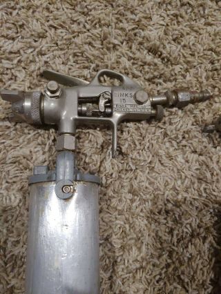 2 Vintage Binks Model 15 Paint Spray Gun,  Tank,  Nozzle 78SD Estate Find 6
