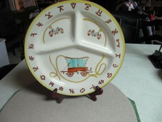 Vintage Fred Roberts Cowboy Western Pottery Chuck Wagon Dinner Plate Divided (4)