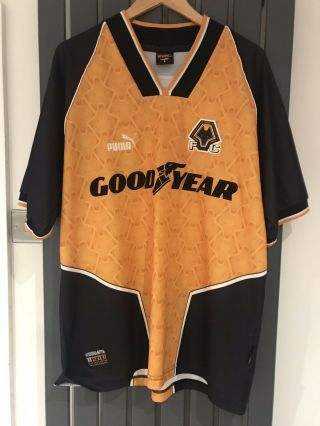 Vintage Wolverhampton Wanderers 1996/1998 Home Football Shirt Puma Size Large
