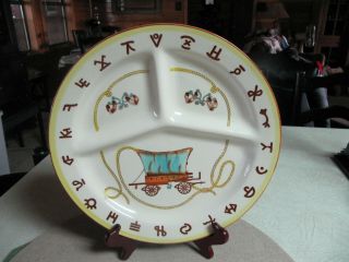 Vintage Fred Roberts Cowboy Western Pottery Chuck Wagon Dinner Plate Divided (1)