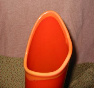 VTG Orange Bittersweet LE Smith Wide Glass Slag Swung Stretch Floor Vase Footed 2