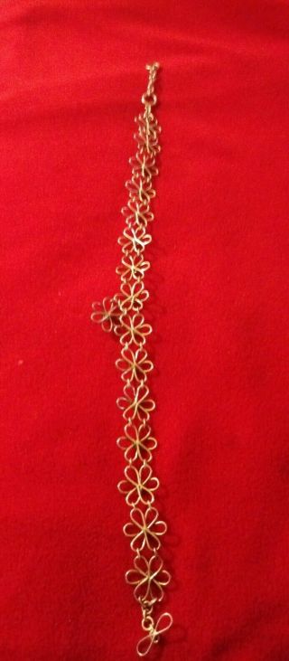 Vintage Ati Mexico Sterling Silver Flower Link Necklace 43 Grams 18 Inches Long