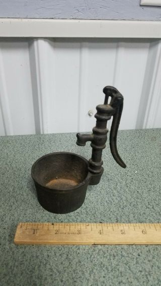 Vintage Cast Iron Miniature Well Water Pump And Bucket Toy
