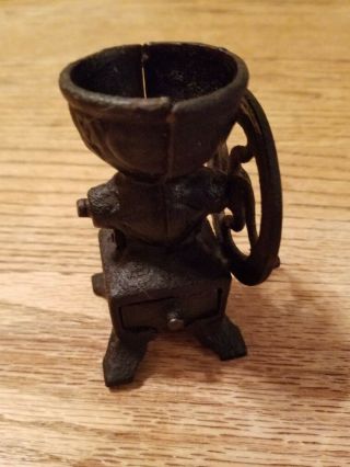 Vintage Cast Iron Miniature Toy Mini Coffee Grinder Turns Collectible 19