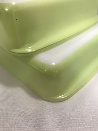 TWO Vintage Pyrex 232 and 222 Key Lime Green Baking Lasagne Brownie Cake Pans 2