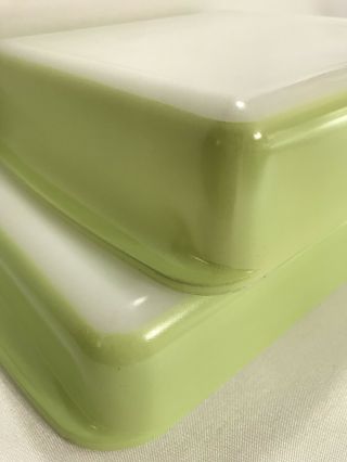 TWO Vintage Pyrex 232 and 222 Key Lime Green Baking Lasagne Brownie Cake Pans 3