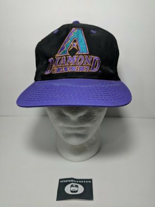 Vintage Arizona Diamondbacks Hat Cap Snapback Logo 7 90s Black Mlb Baseball