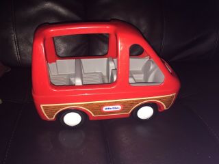 Vintage Little Tikes Dollhouse Family Car Van Red Vehicle Doll Furniture Minivan
