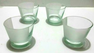 Vintage Retro Clear Frosted Glass Set 4 Drinking Glasses Barware Tumblers 70s