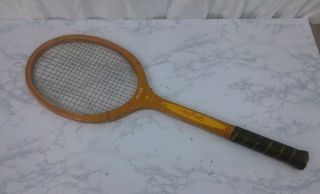 Vtg Spalding Woodstar Tennis Racquet Racket Wood Power Ply 4.  5 Inch Grip