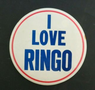 Vintage Beatles " I Love Ringo " Badge Button Pin 1960s Large