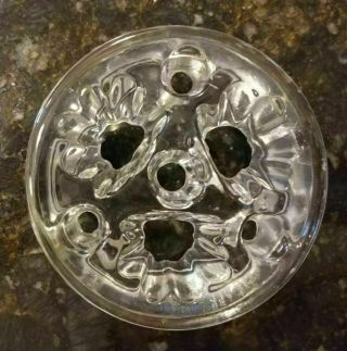 Vintage UNIQUE Clear Glass FLOWER FROG w/ 7 Holes Footed 2