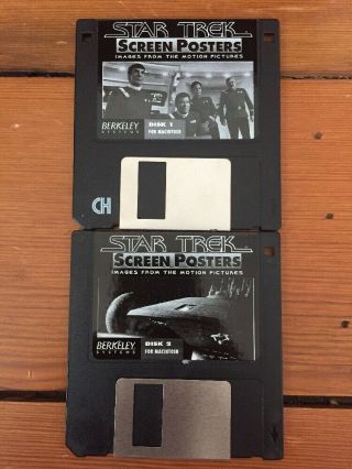 Vtg 1994 Berkeley Star Trek Screen Posters 3.  5 Floppy Disks For Macintosh Mac