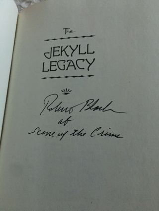 Signed The Jekyll Legacy By Robert Bloch (inscribed) First Edition Hc/dj
