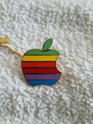 Rainbow Stamped Apple Computer Inc.  Lapel Pin Vintage