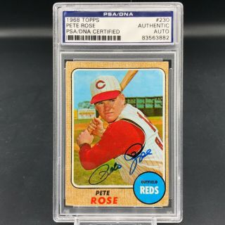1968 Topps Pete Rose Signed Auto Autographed Vintage Reds Baseball Relic Psa Dna