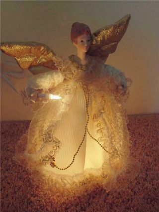 Vintage Rr Christmas Tree Topper Angel Lights And Motion Wings And Arm Move Box