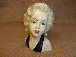 Vintage 5 " Tall Porcelain Lady Head Vase Blonde Marilyn Monroe With Earrings