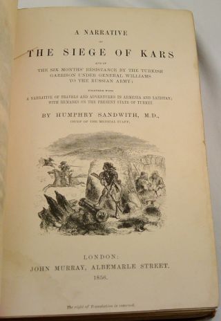 A NARRATIVE OF THE SEIGE OF KARS 1856 Armenia Turkey Russia Military 5
