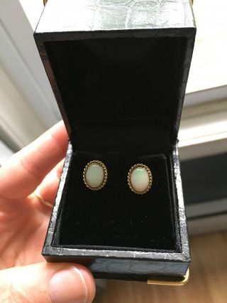 Vintage 14k Yellow Gold Opal Earrings