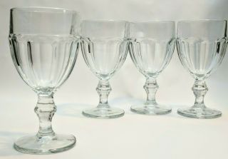 Libbey Gibraltar Clear Goblets Water Goblets Vintage 80s Heavy Pressed Panels - 4